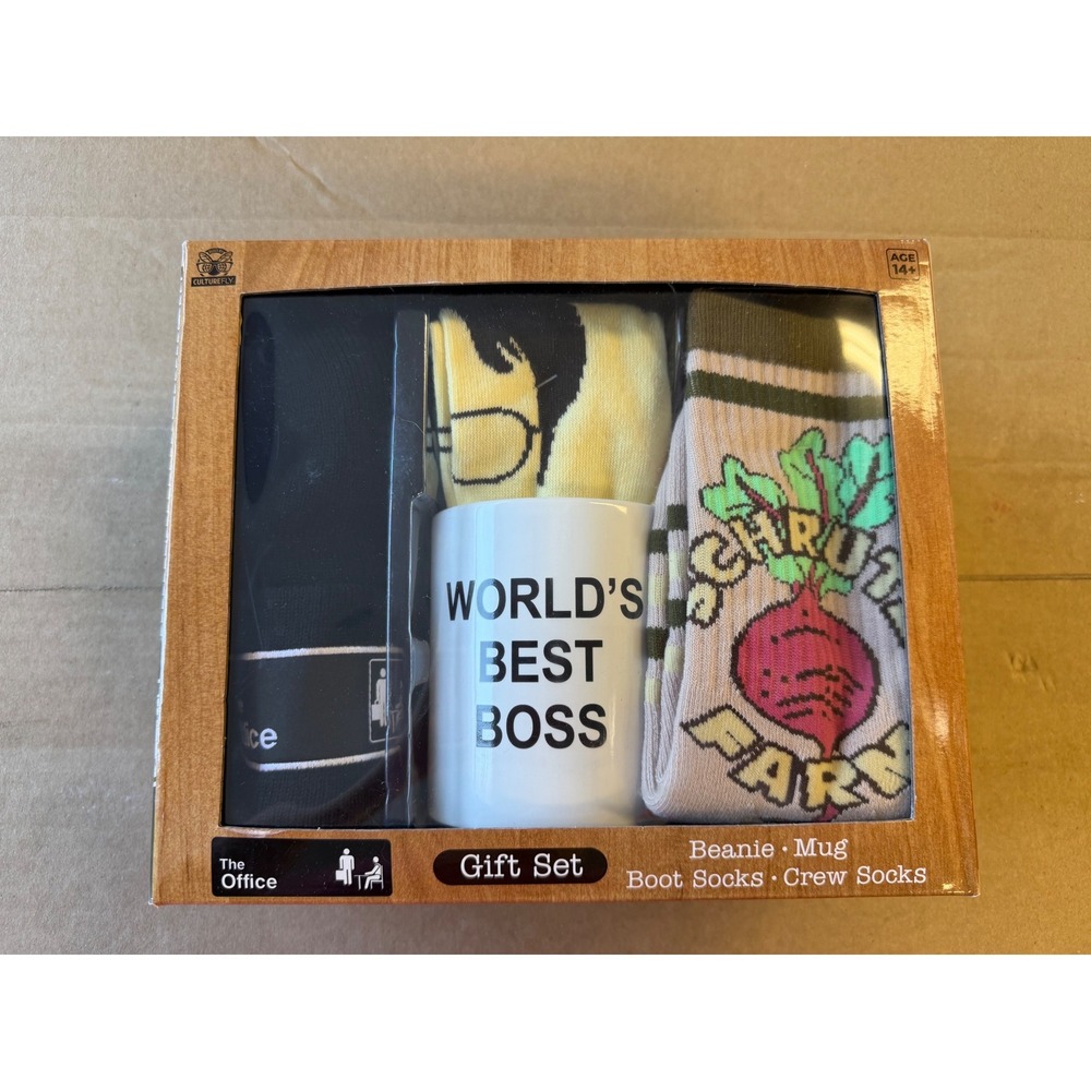 The Office Gift Set Mug Beanie Socks CultureFly Dunder Mifflin New NWT